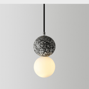 Suspension Design Pierre de Verre - Luminaire gris et blanc Moderne Élégant 2