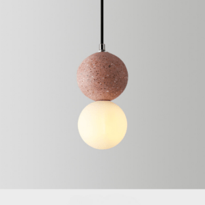 Suspension Design Pierre de Verre - Luminaire Moderne rose et blanc Élégant 3