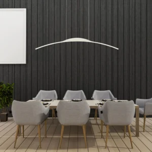 Suspension-Moderne-Mia-Design-LED salon avec chaise grise