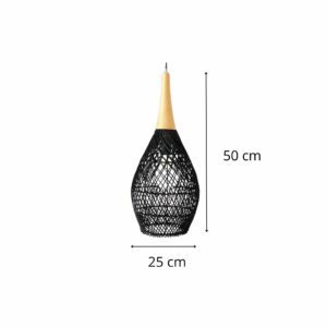 suspension original rotin tressé Aya V noir 50 cm