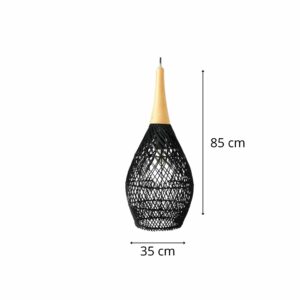 suspension original rotin tressé Aya V noir 85 cm