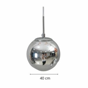 Suspension Boule brillante V argent 40 cm