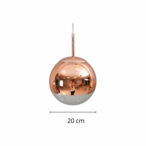 Suspension Boule brillante V or rose 20 cm