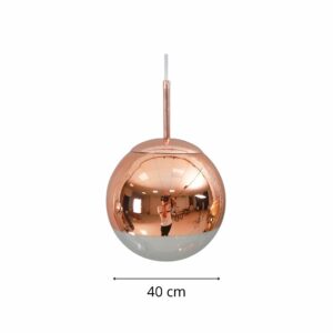Suspension Boule brillante V or rose 40 cm