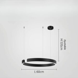 Suspension Noir métal V 60 cm