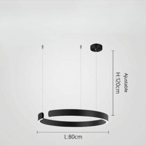 Suspension Noir métal V 80 cm