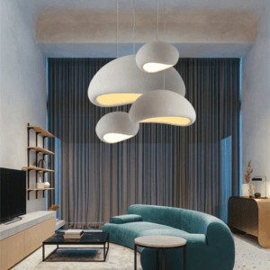 Suspension design Wabii Sabi Sofia beige 3 dans salon