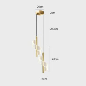 Suspension luminaire design serpentin Jade 8 dorée