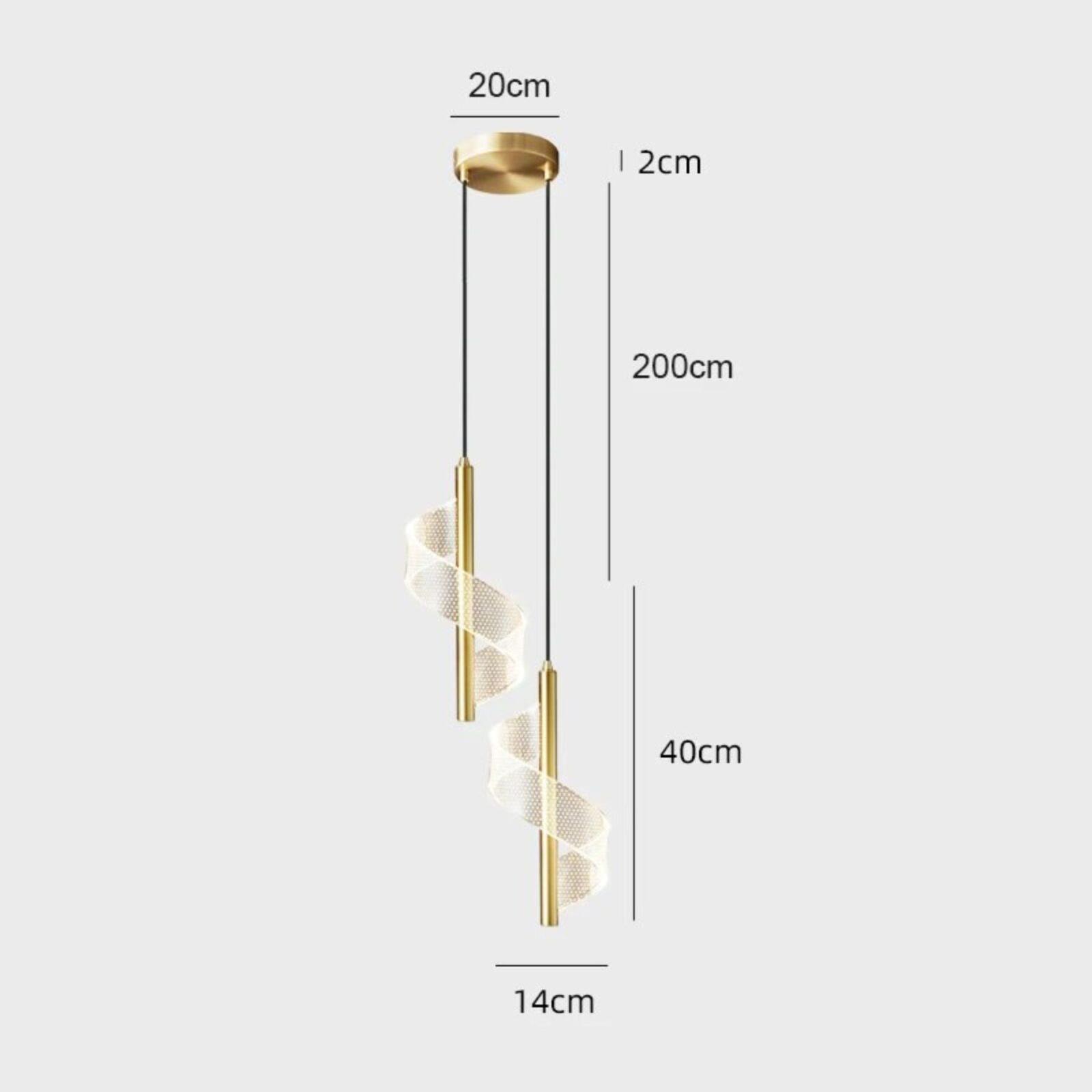 Suspension luminaire design serpentin Jade 8 dorée
