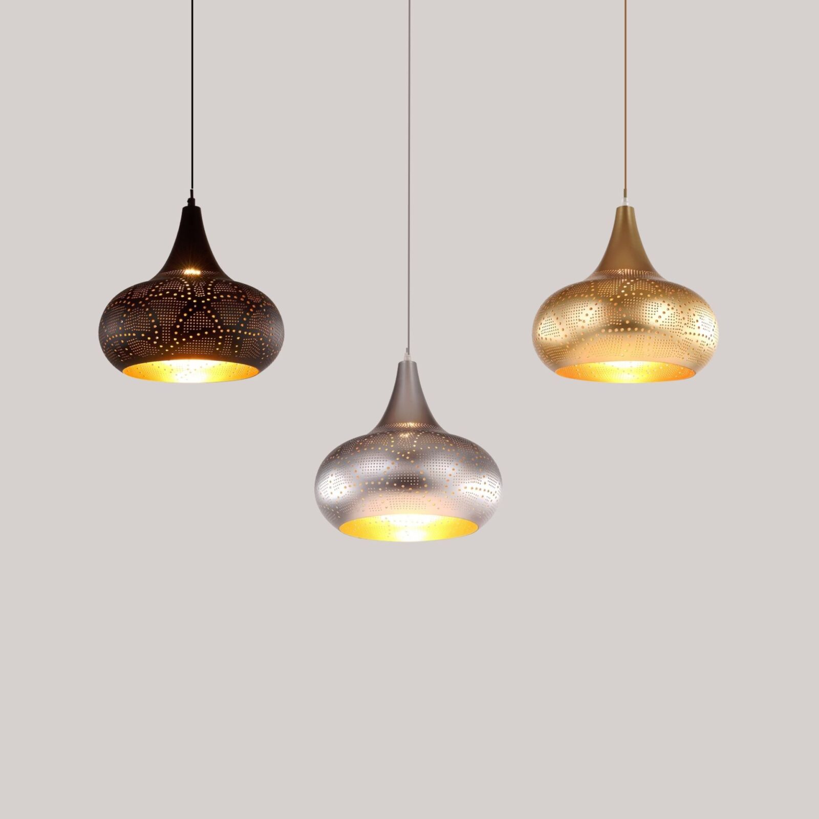 Lampe marocaine suspension trois couleurs