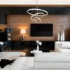 Suspension Led Cercle dans salon blanc