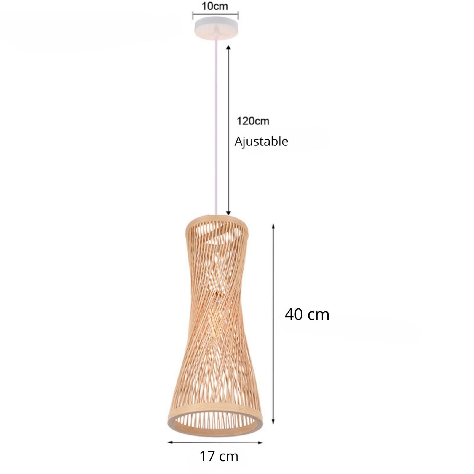 Suspension bambou tresseÌ V base blanche