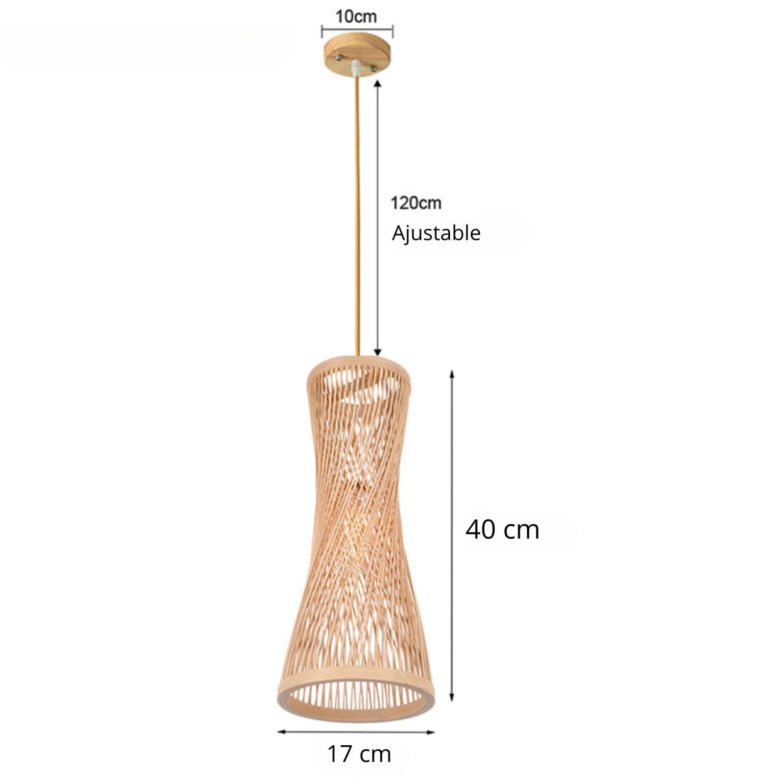 Suspension bambou tresseÌ V base bois