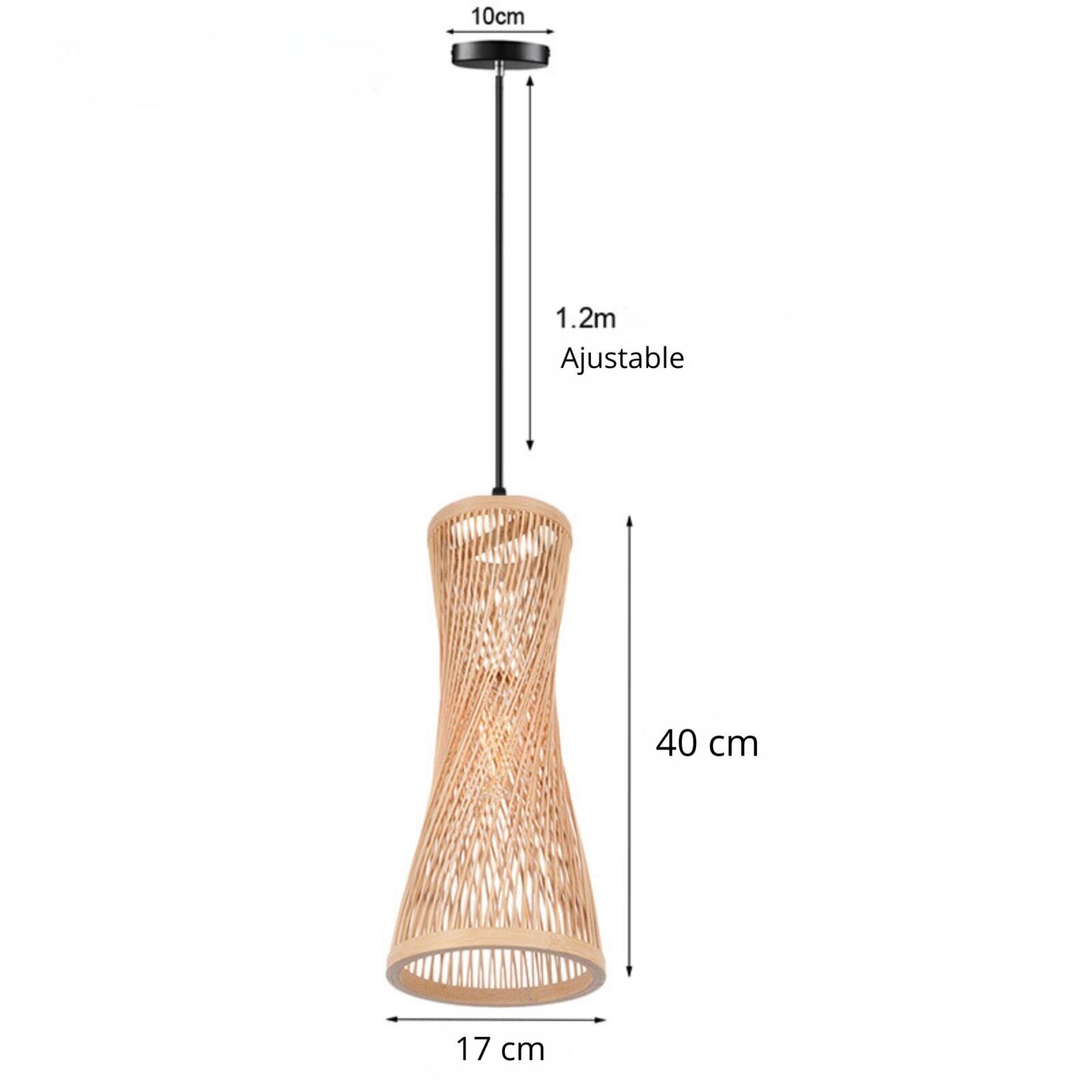 Suspension bambou tresseÌ V base noir