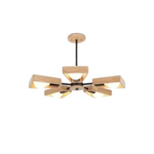Suspension bois étoile V 5 têtes noir