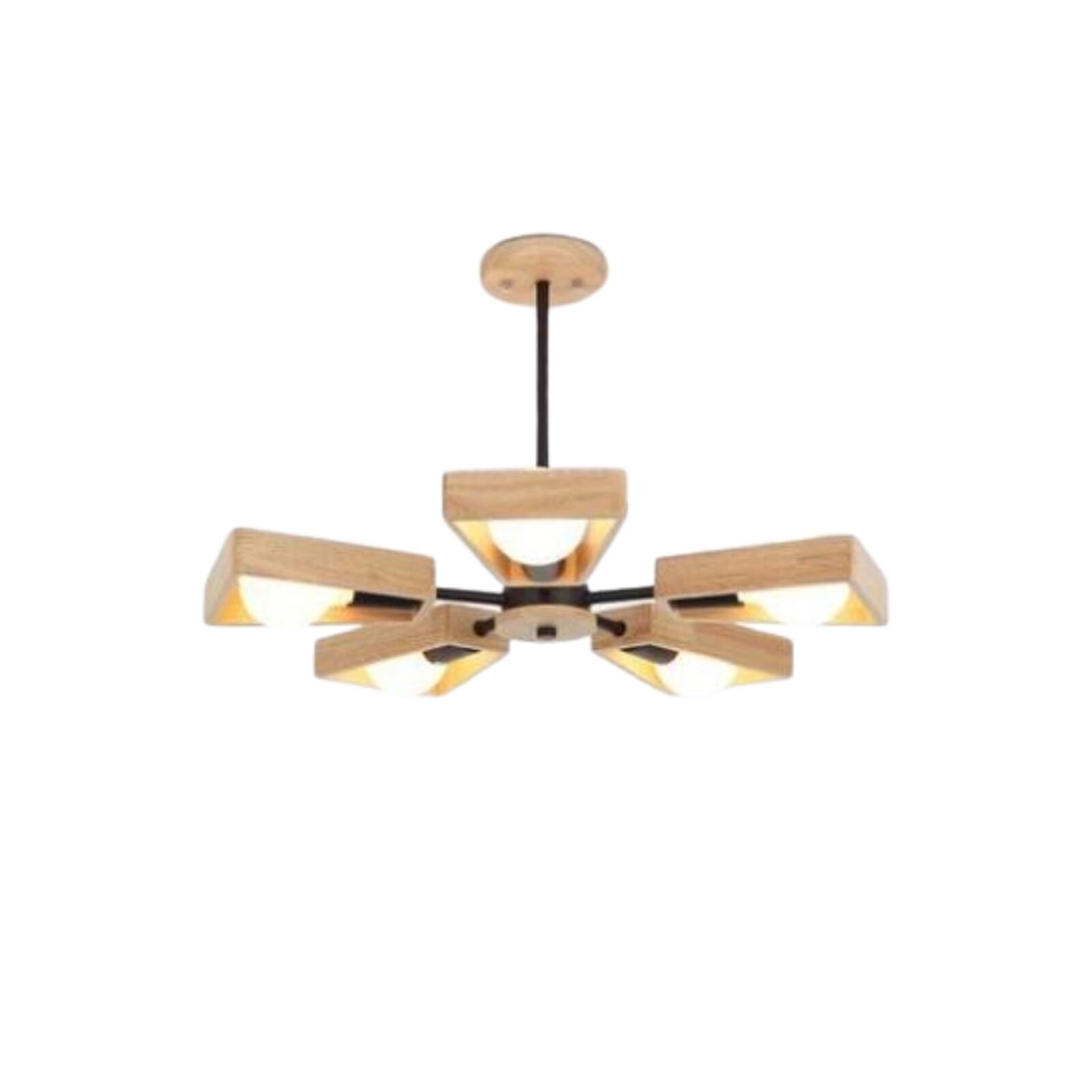 Suspension bois étoile V 5 têtes noir
