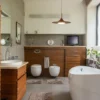 suspension bois laiton salle de bain
