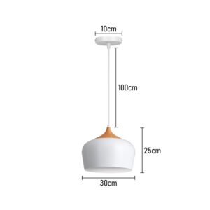 Suspension bois massif et métal V blanc 30 cm