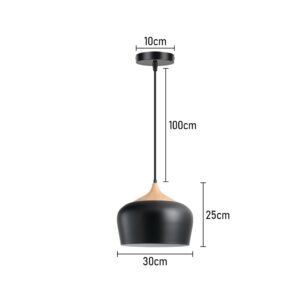 Suspension bois massif et métal V noir 30 cm