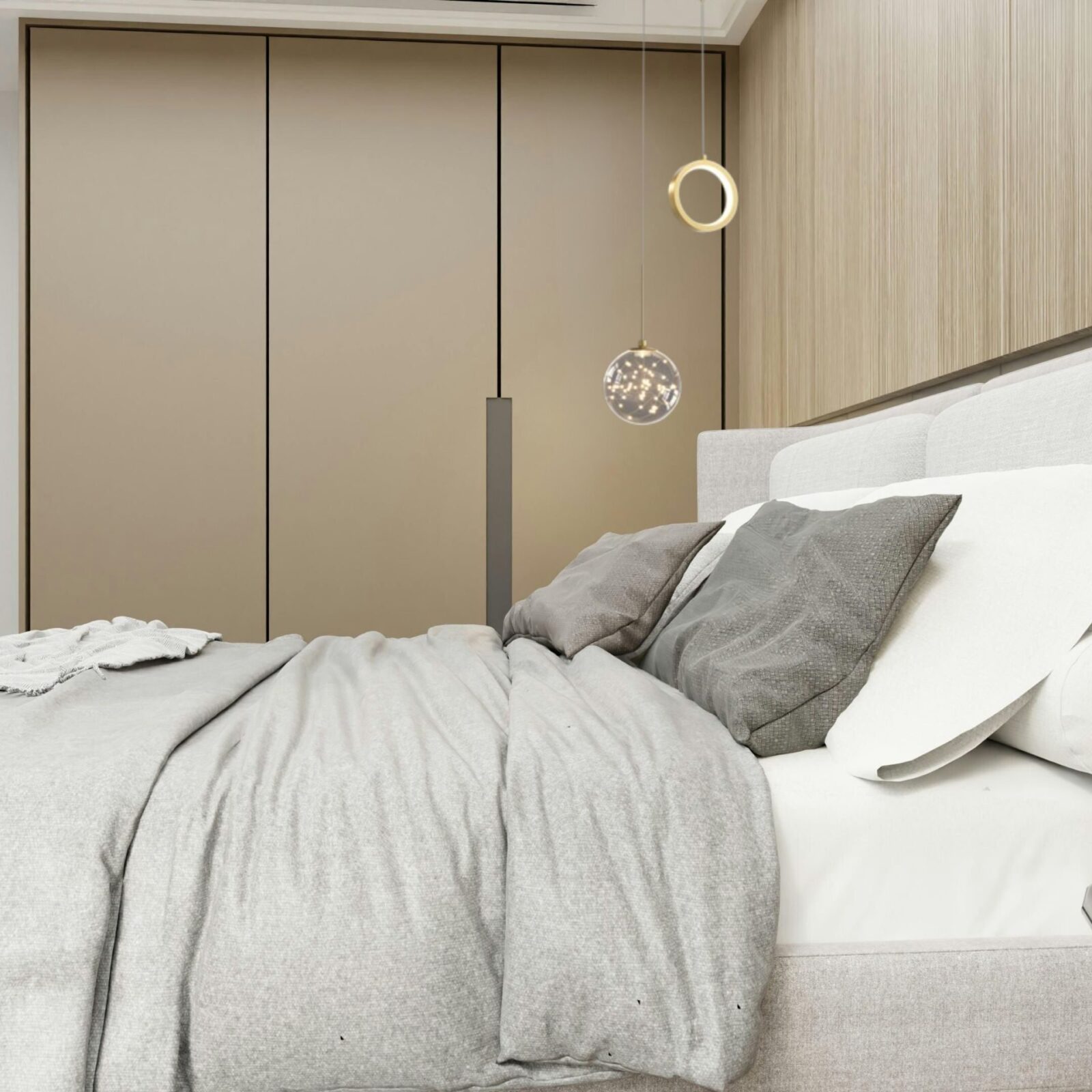 Suspension boule de cristal dans chambre douillet