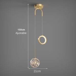 Suspension boule de cristal V doré