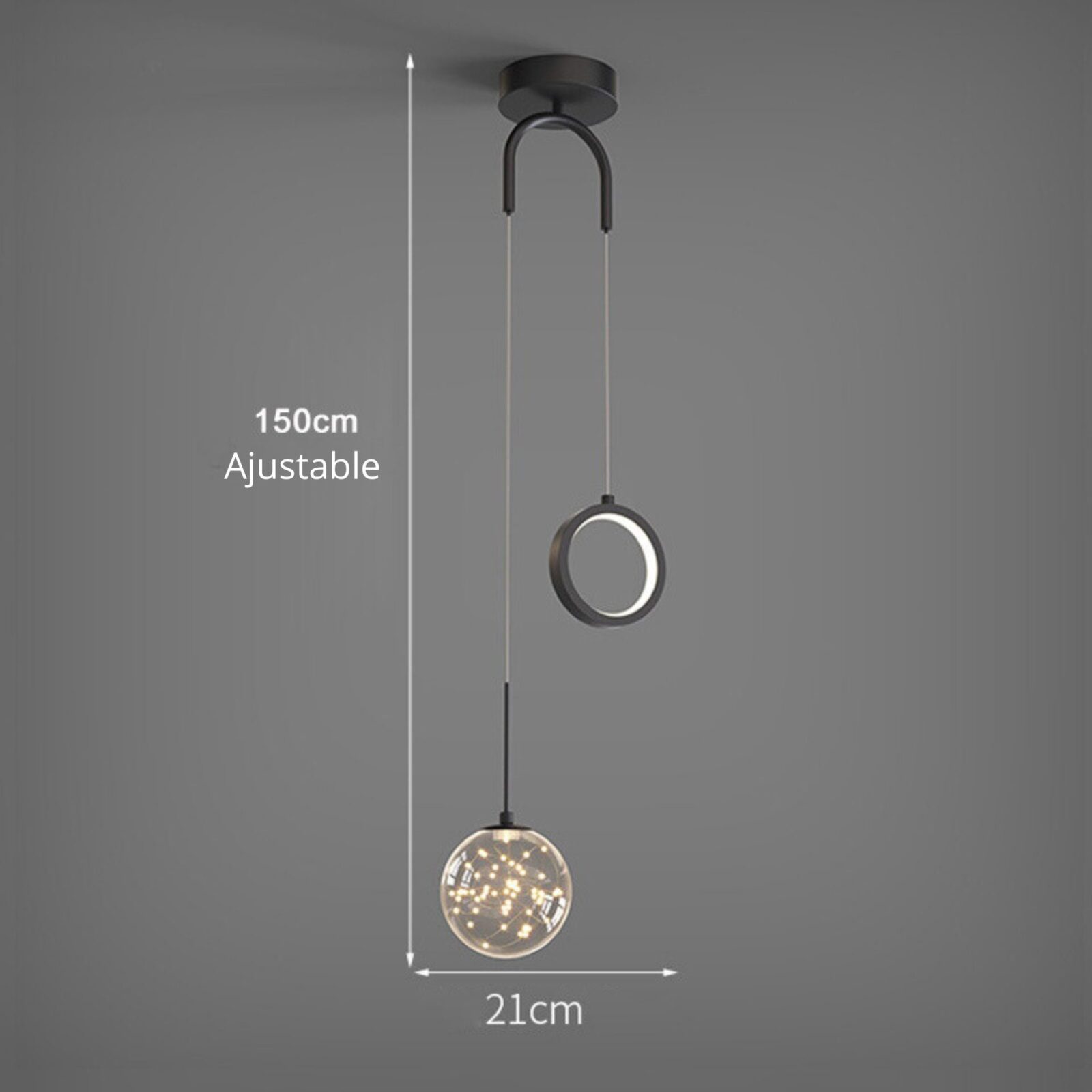Suspension boule de cristal V noir