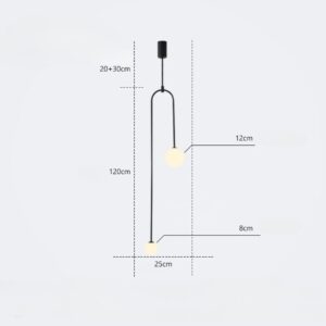 Suspension boule verre multiple noir avec mesure