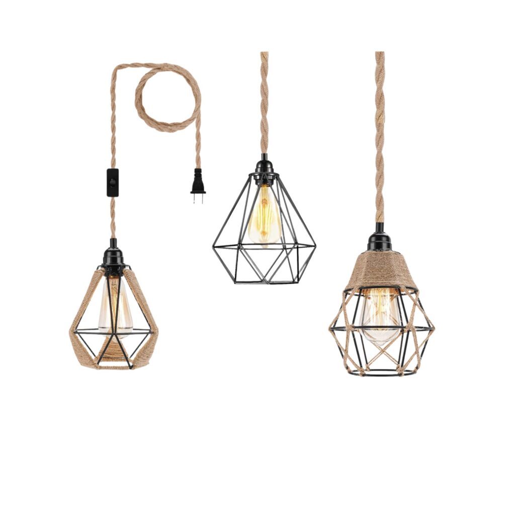Suspension corde naturelle trois suspensions