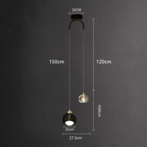 Suspension cristal doré V noir
