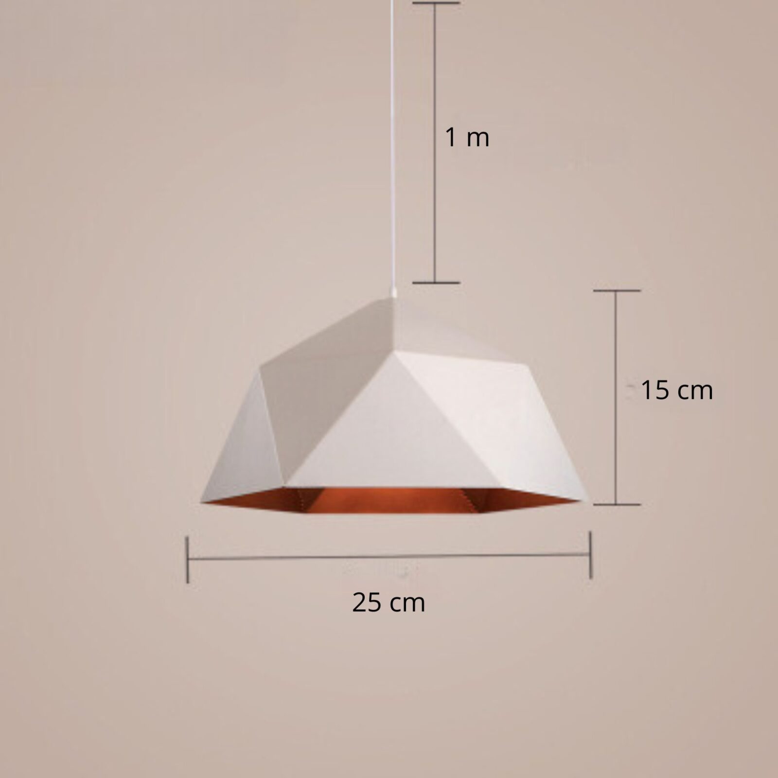 Suspension diamand v blanche 25 cm