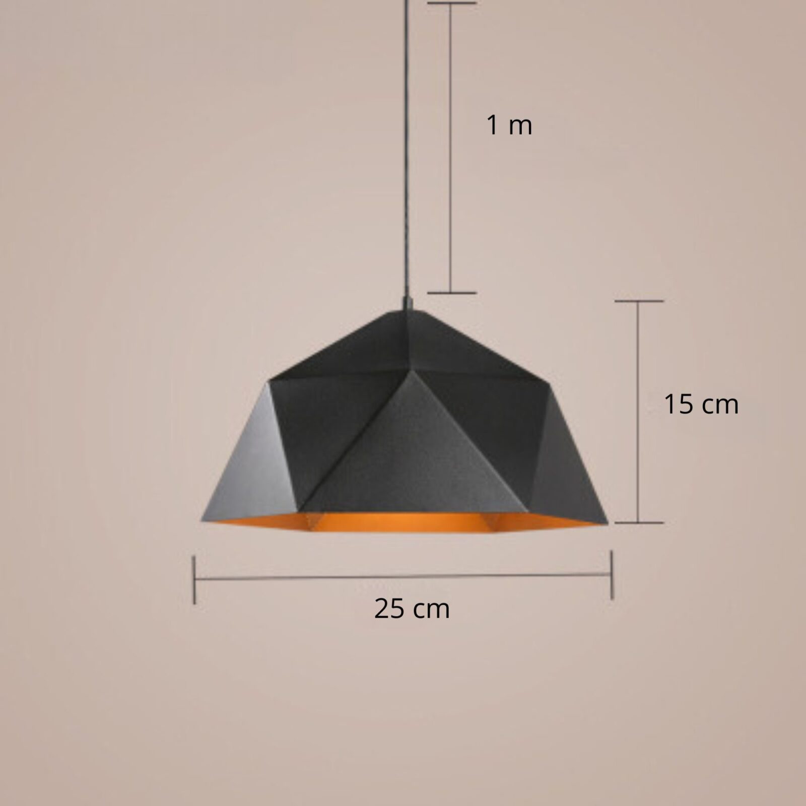 Suspension diamand v noir 25 cm