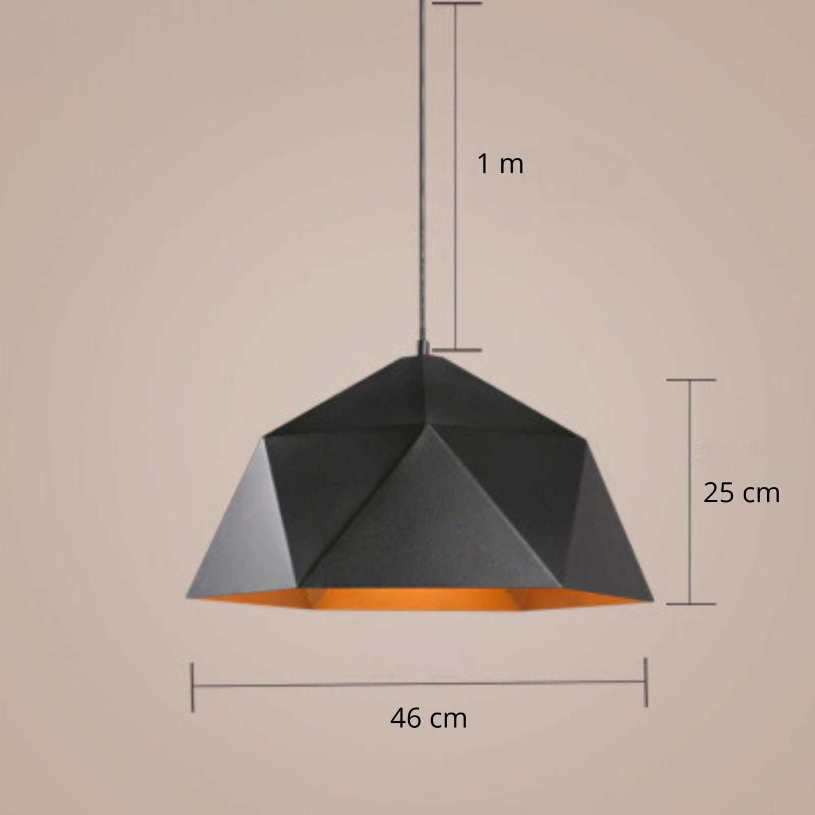 Suspension diamand v noir 46 cm