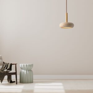 Suspension en pierre dans salon minimaliste