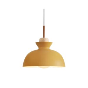 Suspension industrielle alu demi sphère V jaune