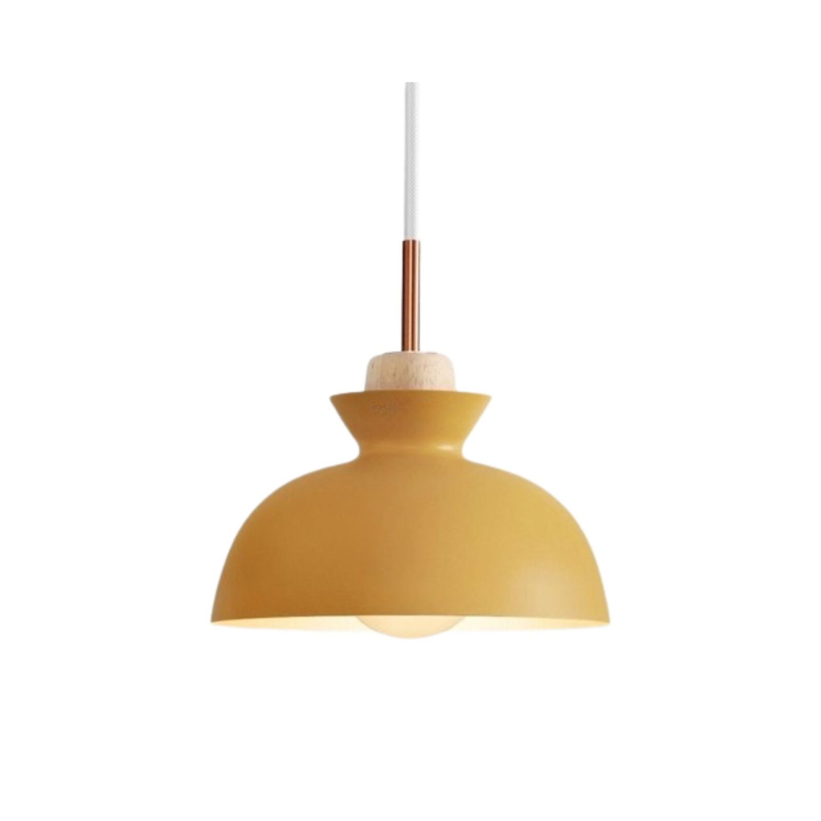 Suspension industrielle alu demi sphère V jaune