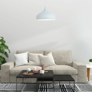 Suspension luminaire couleur dans salon clair
