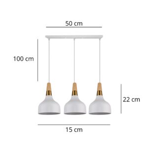 Suspension métal 3 lampes blanc