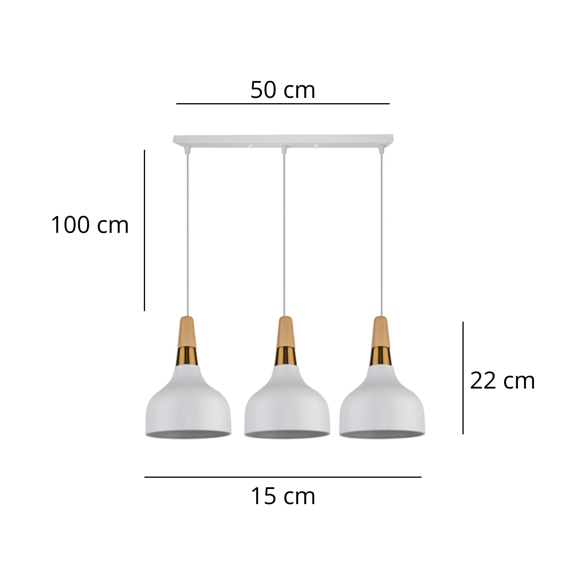 Suspension métal 3 lampes blanc