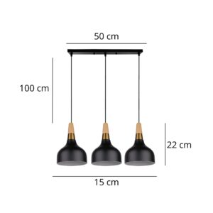 Suspension métal 3 lampes noir