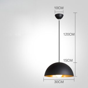 Suspension metal noir design V 30 cm