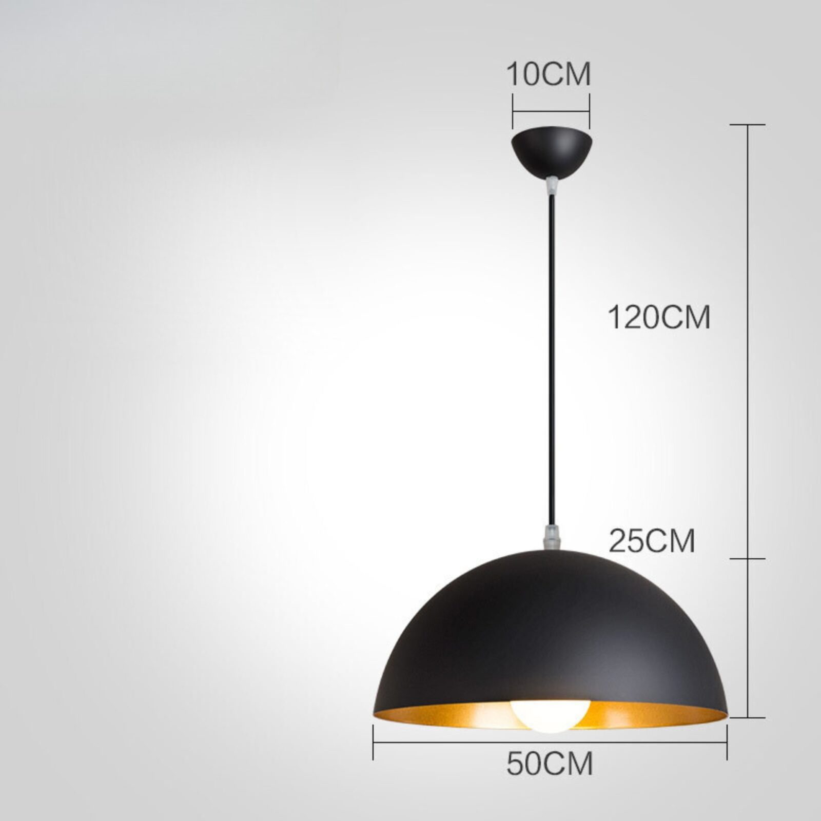 Suspension metal noir design V 50 cm