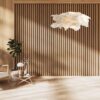 Suspension nuage papier dans salon bois