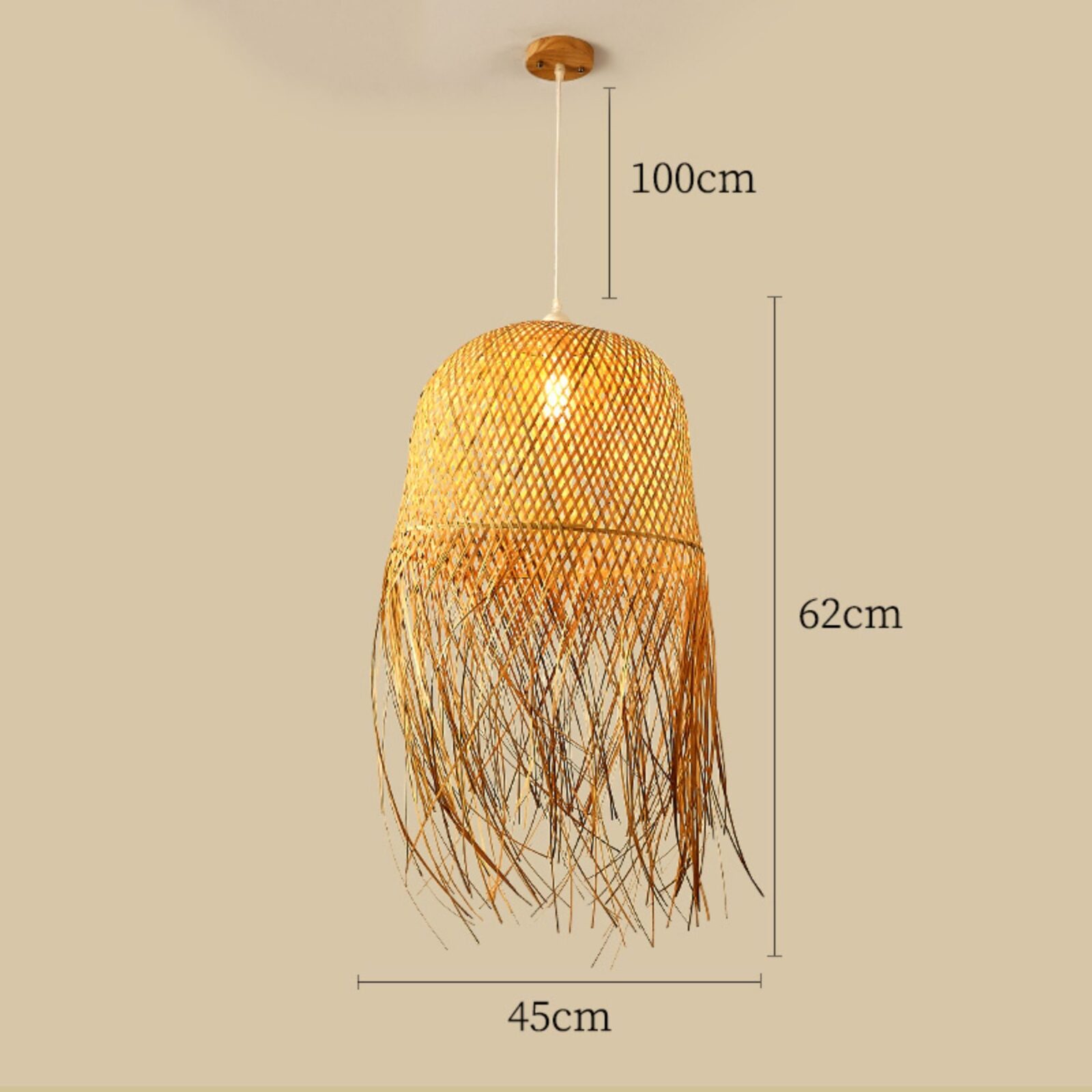 Suspension paille xxl tige bois