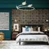 Suspension papillon design dans chambre 2 personne bleu turquoise