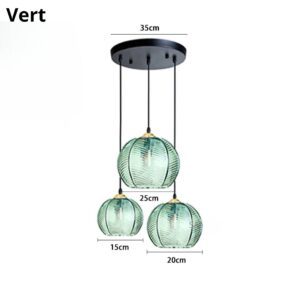Suspension triple boule verre V vert