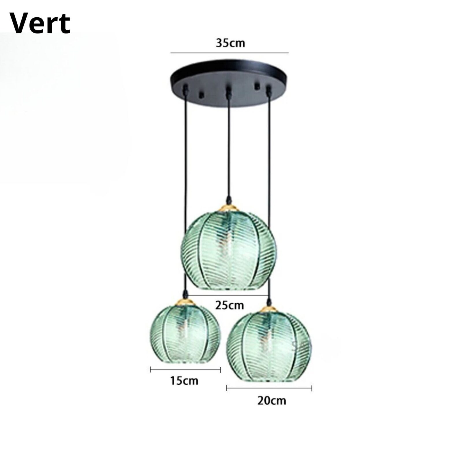 Suspension triple boule verre V vert