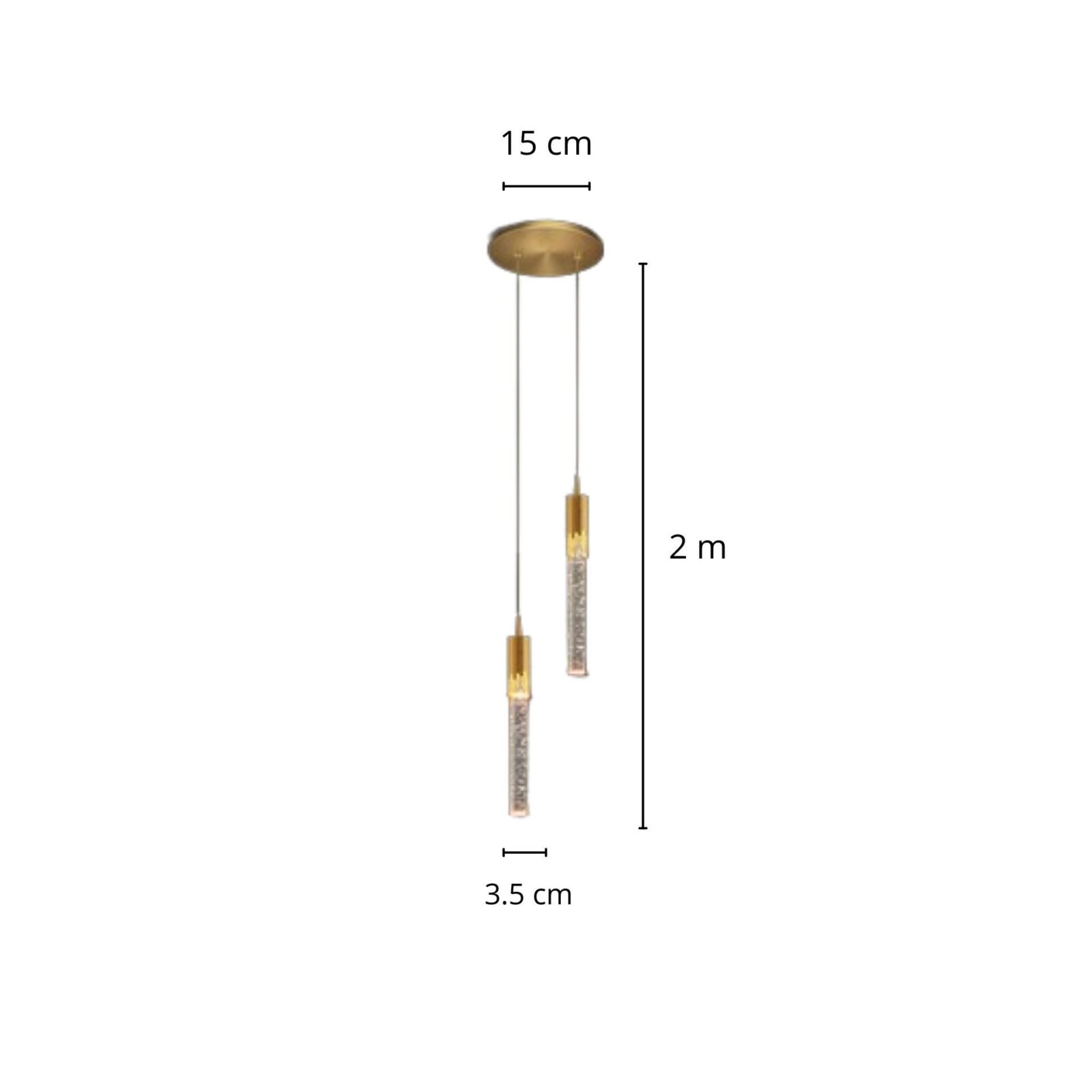 Suspension tube cristal V 2 teÌtes