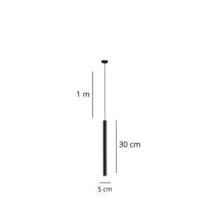 Suspension tube horizontale V noir 30cm