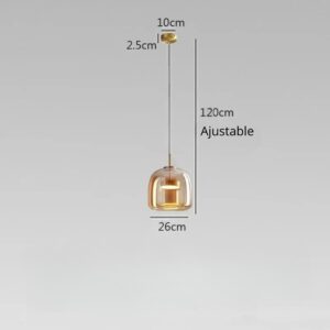 Suspension verre fume gris V doré 26 cm