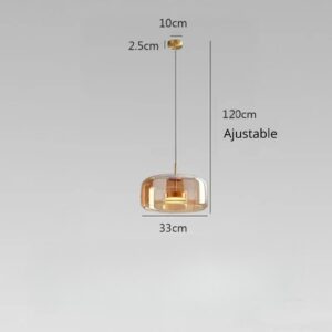 Suspension verre fume gris V dore 33 cm